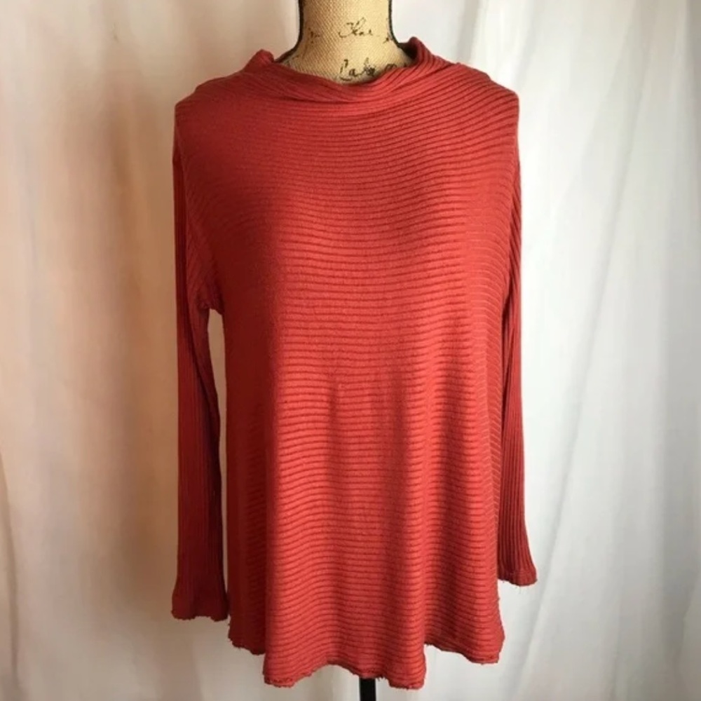 We The Free Lover Ribbed Split Back Sweater, Rust - Picture 2 of 4